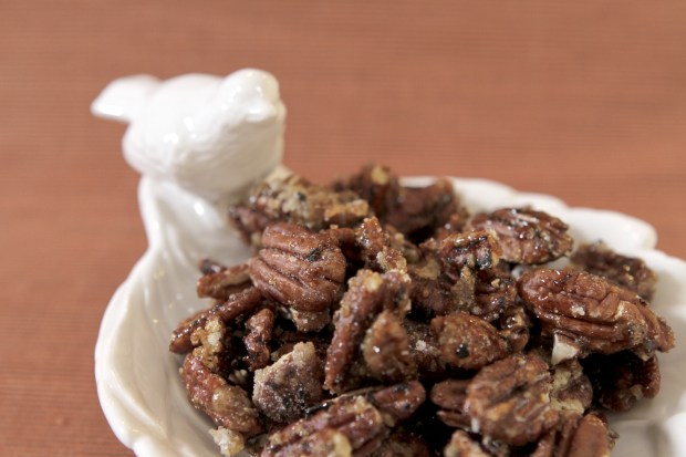 Pepper Spiced Candied Pecans are an ideal snack to serve to accompany sangria. (Photo by Cathy Thomas)