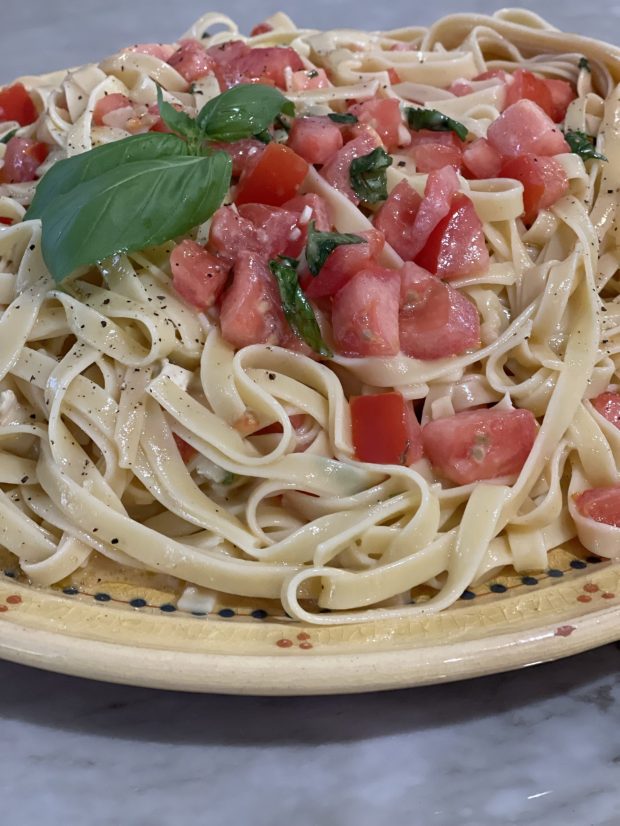 Linguine With Tomatoes and Basil, which also showcases Brie, was originally featured in the 1980s cookbook, "The Silver Palate" by Julie Rosso and Sheila Lukins. (Photo by Cathy Thomas)