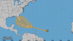 Forecasters from the National Hurricane Center are keeping an eye on a tropical disturbance that has the potential to turn into a tropical depression or tropical storm.