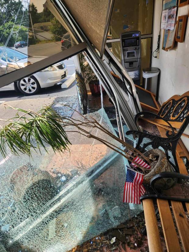 This picture shows the internal wreckage after a car struck Tommy's Restaurant on Thursday. (Courtesy of Tommy's Restaurant)