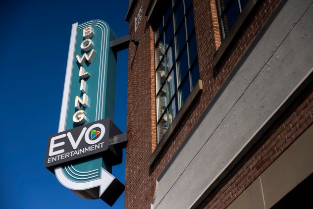 EVO Entertainment at Peninsula Town Center in Hampton is photographed on Wednesday, June 26, 2024. The venue, which offered a movie theater, bowling alley and arcade, closed abruptly on June 17. (Kendall Warner / The Virginian-Pilot)