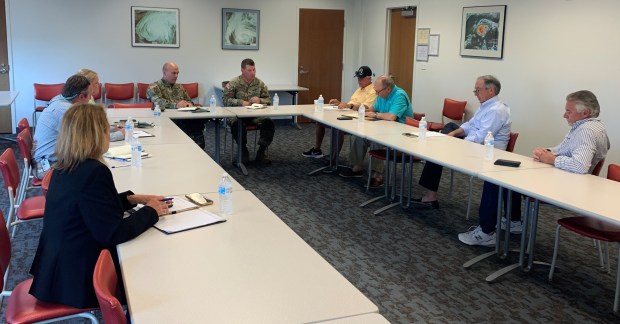 The U.S. Army Corps of Engineers' leadership team meets with Dare County commissioners and the county manager/attorney in Dare County on May 1. (Photo courtesy of U.S. Army Corps of Engineers, Savannah District)