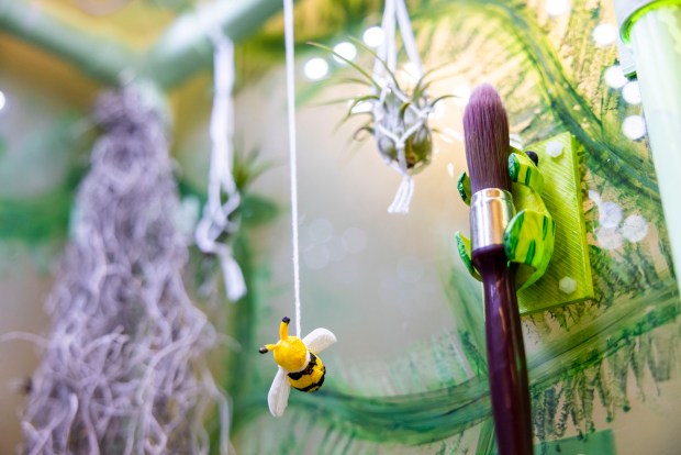 Sensory tools hang in the MindBot at William & Mary in Williamsburg on Tuesday, May 14, 2024. (Kendall Warner / The Virginian-Pilot)