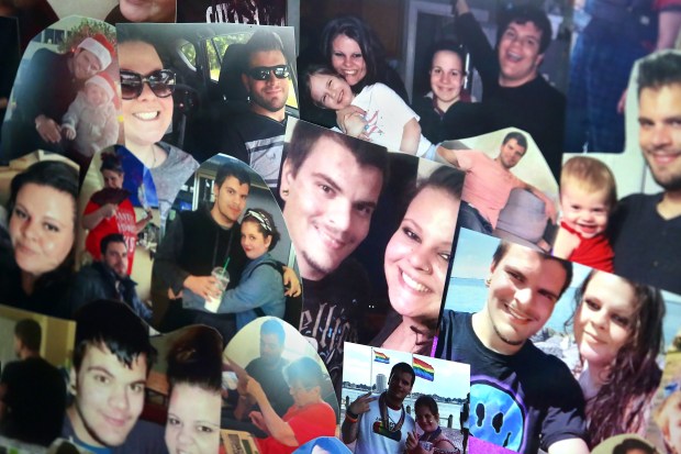 A collage of pictures Ashleigh Blankenship put together of her and her brother Zack Pate, who was an organ donor. As seen Wednesday, July 24, 2024. (Stephen M. Katz / The Virginian-Pilot)