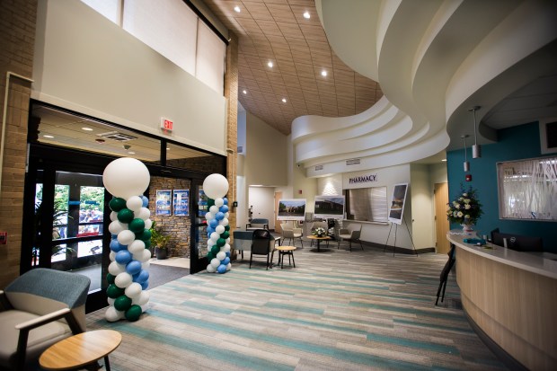 The main entrance and lobby Saturday, July 20,2024 of the newly completed Fishing Point Healthcare Clinic on London Blvd in Portsmouth. Members of the community gathered for an open house to get a look at the new clinic, with food and entertainment. Bill Tiernan/ For The Virginian-Pilot